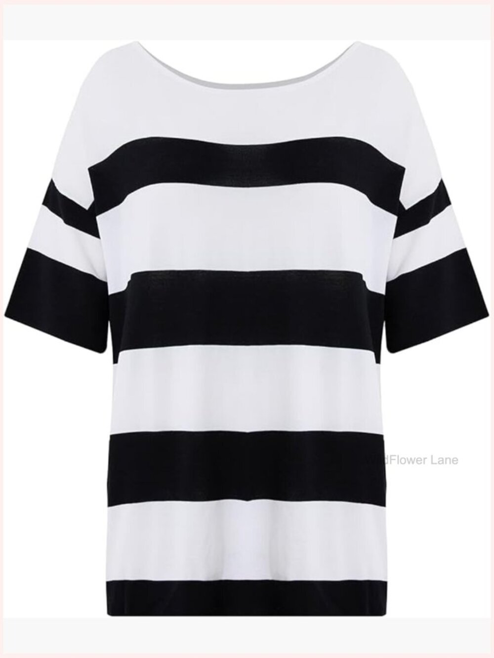 Boat Neck Striped Short Sleeve T-Shirt Casual Lightweight